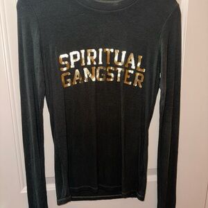 Spiritual Gangster Dark Green Long Sleeve Shirt